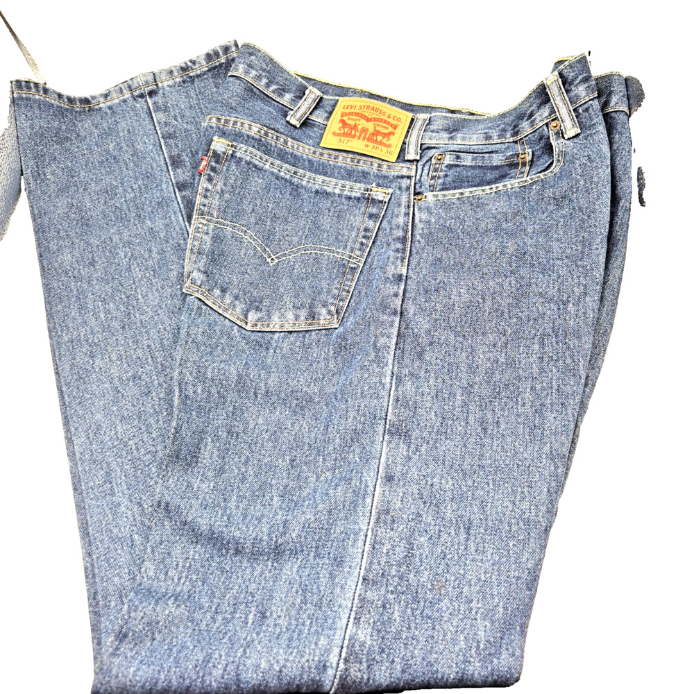 Levi's 517 Men's Jeans 38x36 Blue Denim Bootcut 100% Cotton Made in Mexico